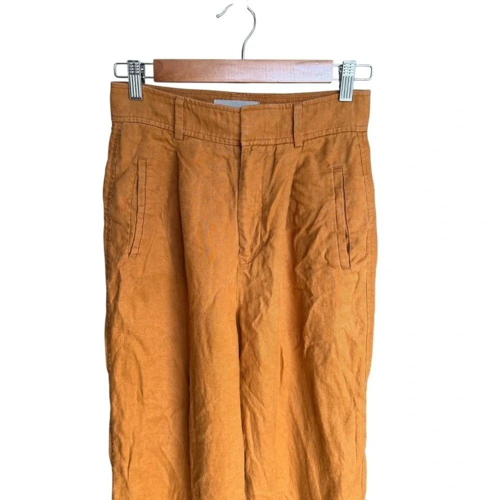 Everlane - Linen Trouser Pants Lightweight Flowing Mustard Yellow Sz 0